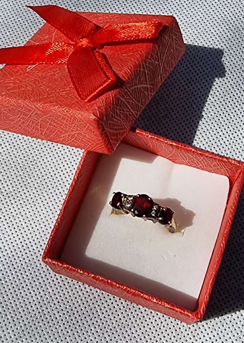 9ct Yellow Gold Garnet Engagement Ring