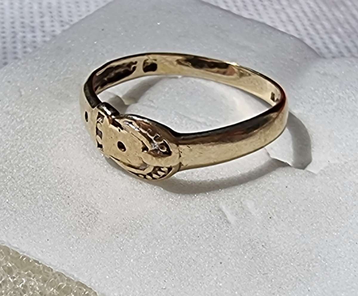 "BELT BUCKLE RING" 9CT Yellow Gold Pinky Ring. ( Genuine Gold. )