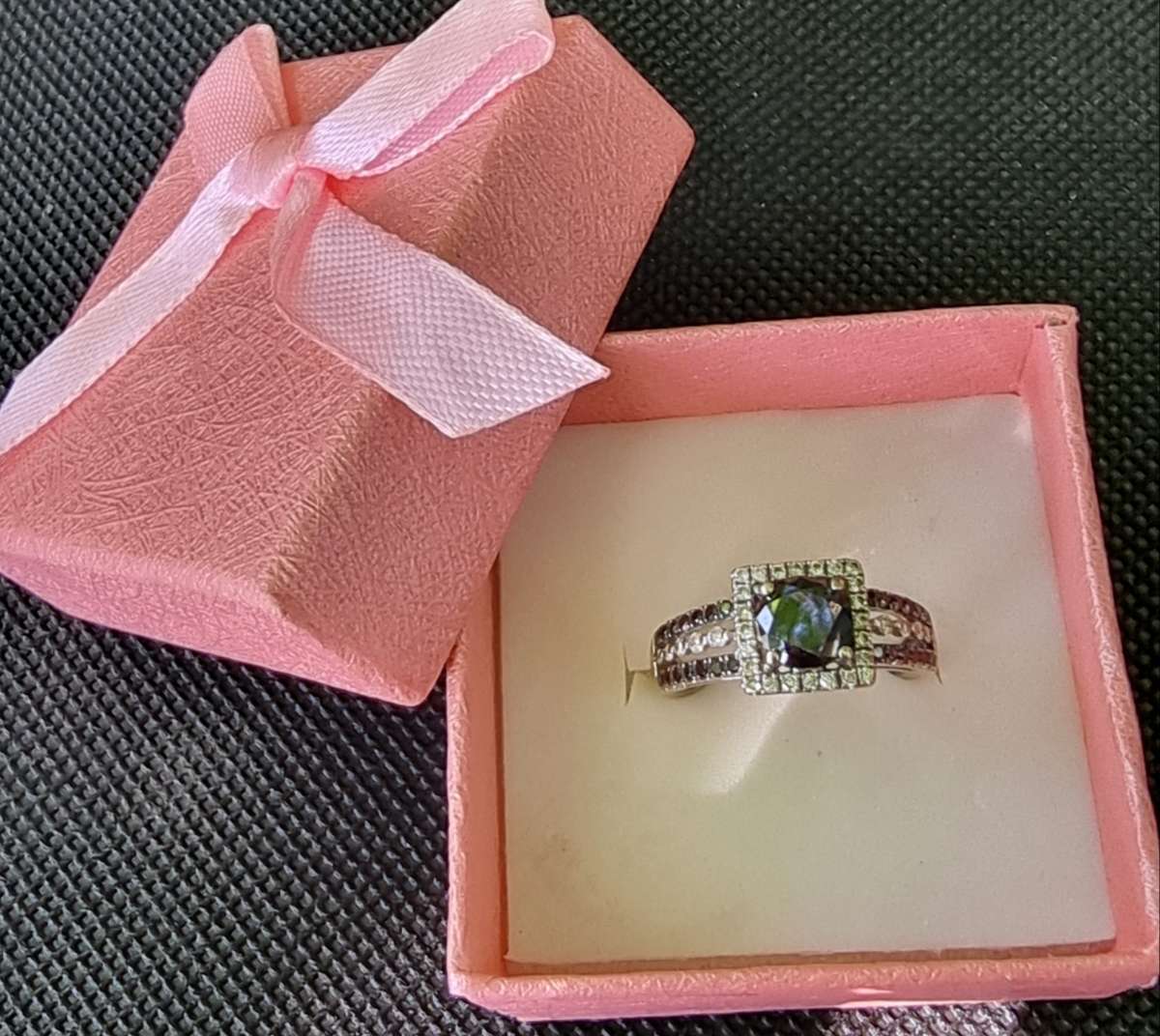 VALUE AT R48.000 / 1.25 Carat "NATURAL BLACK DIAMOND" Engagement Ring, Set In 14CT White Gold.