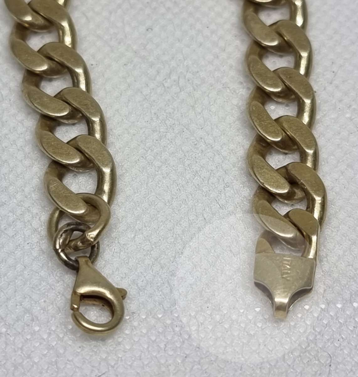 "ITALY CUBAN LINK" 925 Sterling Silver / Gold Plated  Bracelet Chain. ( Genuine Silver. )