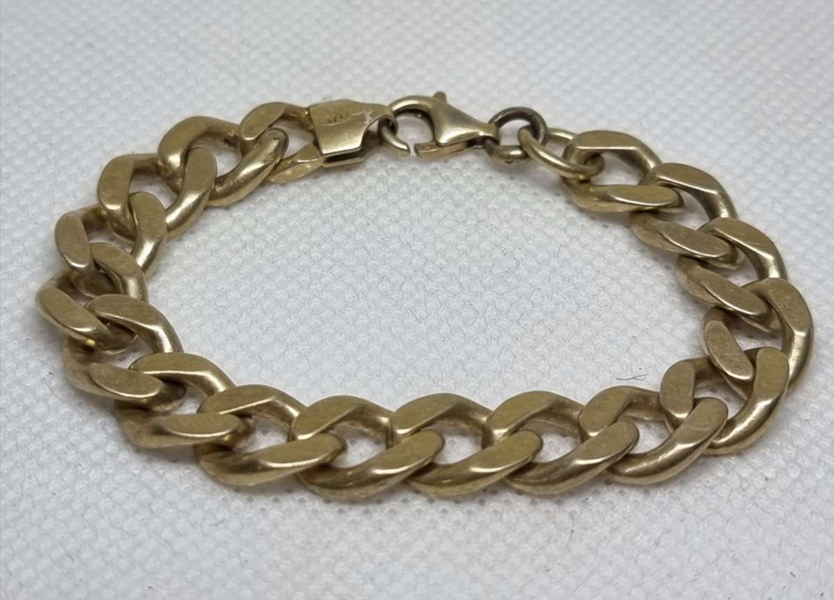 "ITALY CUBAN LINK" 925 Sterling Silver / Gold Plated  Bracelet Chain. ( Genuine Silver. )