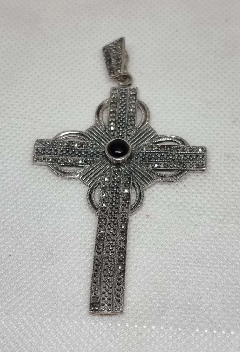 Marquise 925 Sterling Silver Cross Pendant.( Genuine Silver.)
