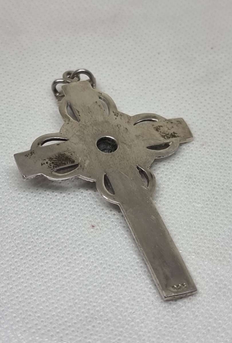 Marquise 925 Sterling Silver Cross Pendant.( Genuine Silver.)
