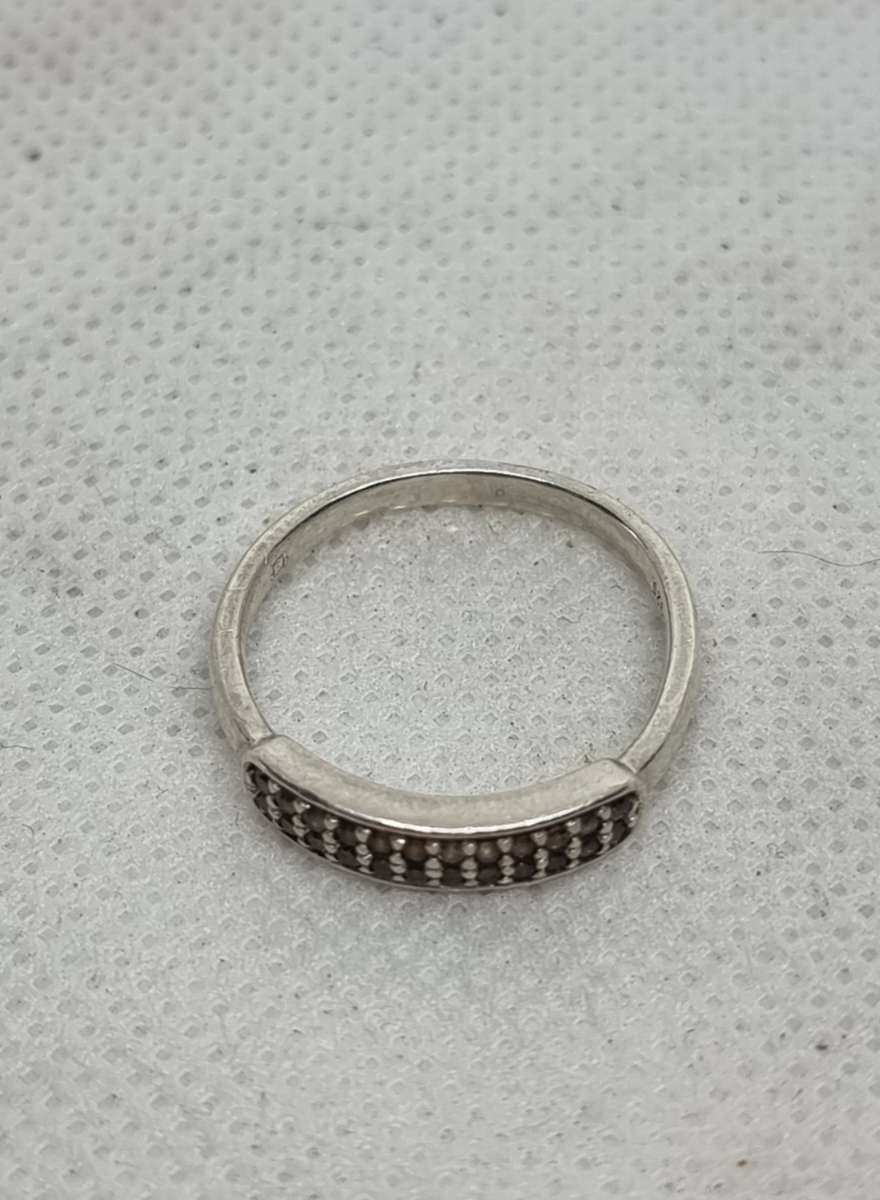 "ART DECO" CZ Stacking 925 Sterling Silver Ring.  ( Genuine Silver.)