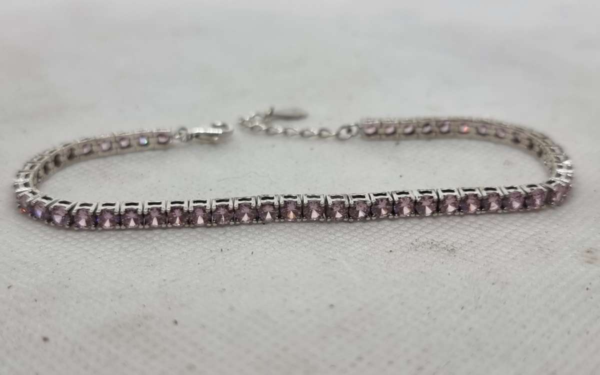 "TENNIS BRACELET" Pink CZ 925 Sterling Silver. ( Genuine Silver. )