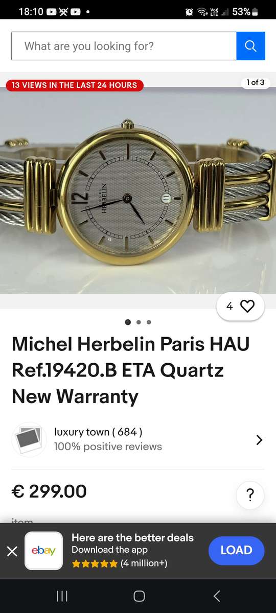 18 Carat Gold Plate "Michel Herbelin" Ladies Watch