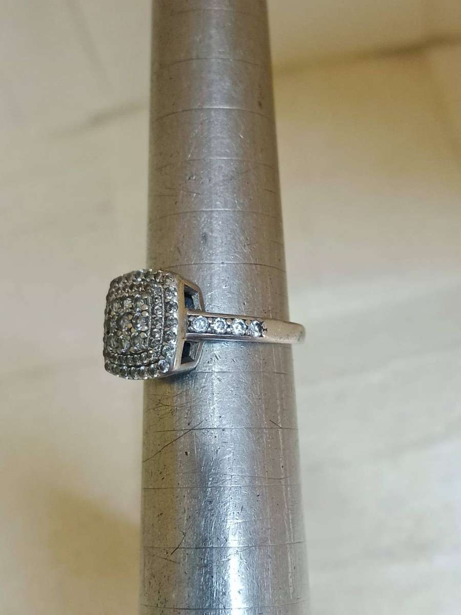 Double Halo Cluster 925 Sterling Silver CZ stones Ring ( Genuine Silver)