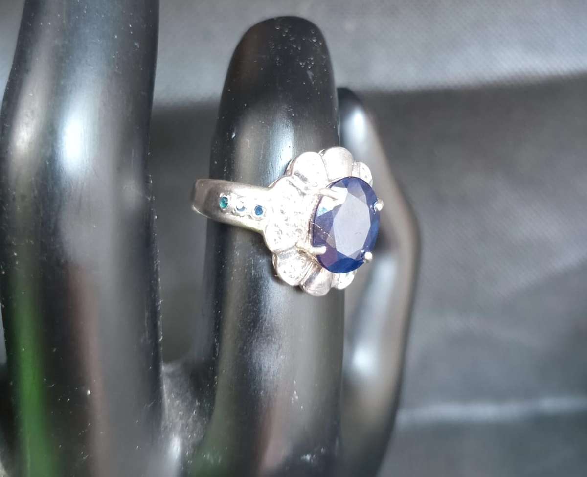 Antique Sapphire and Diamond Cluster Engagement Ring