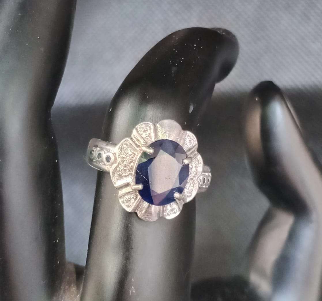 Antique Sapphire and Diamond Cluster Engagement Ring