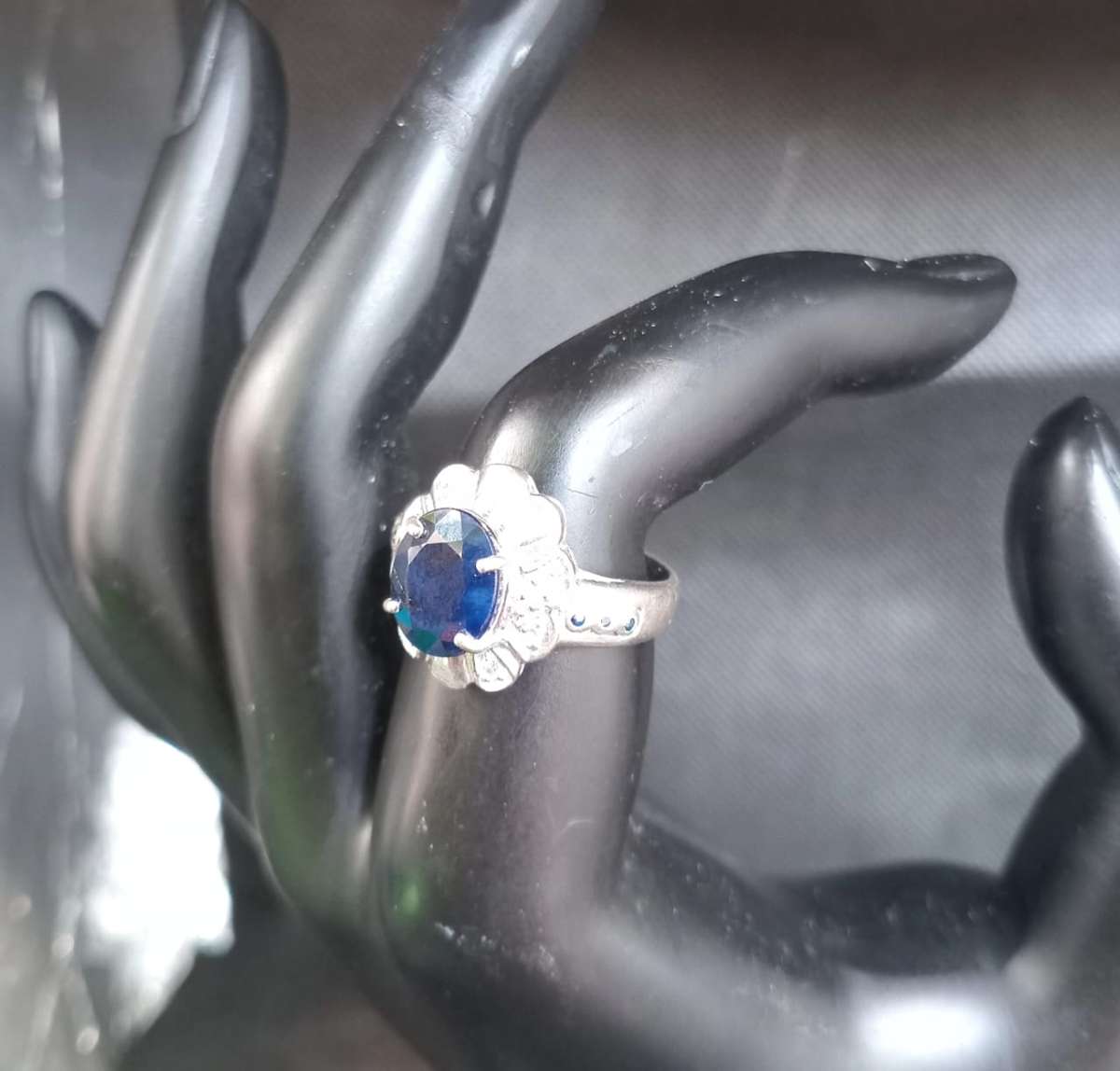 Antique Sapphire and Diamond Cluster Engagement Ring