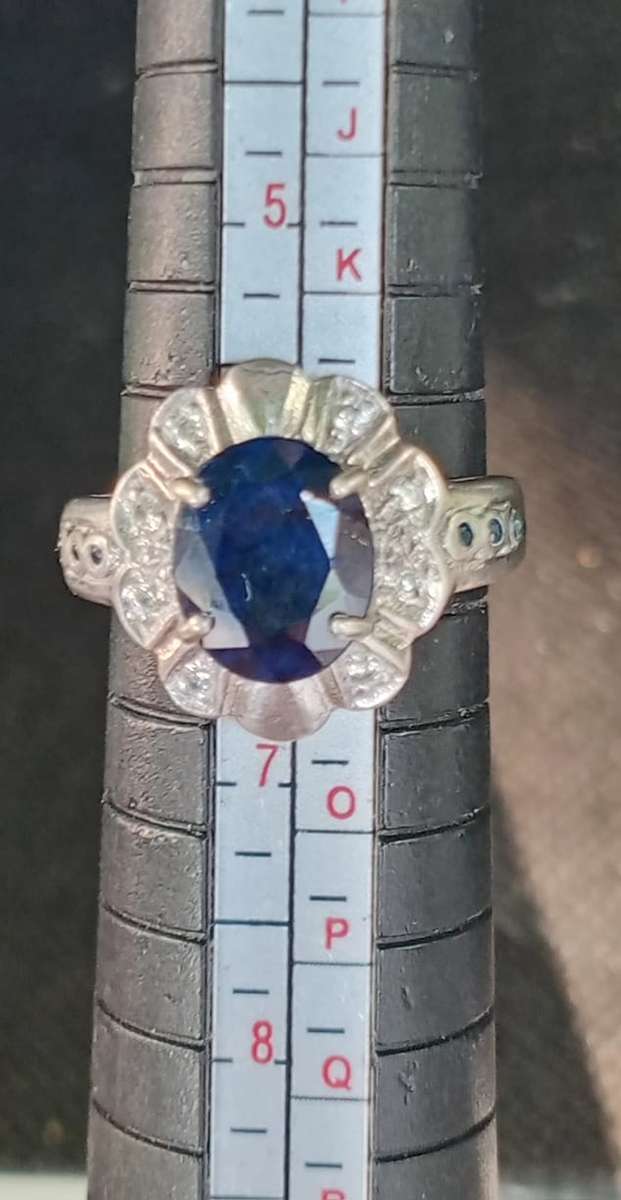 Antique Sapphire and Diamond Cluster Engagement Ring