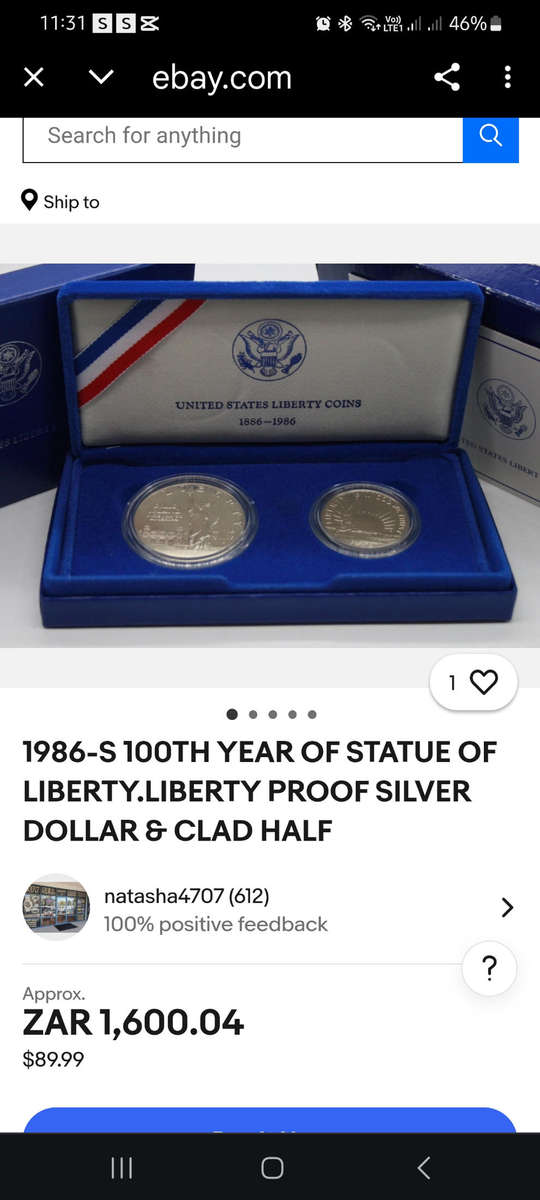 Statue of Liberty Silver Dollor & Clad Hald Coins