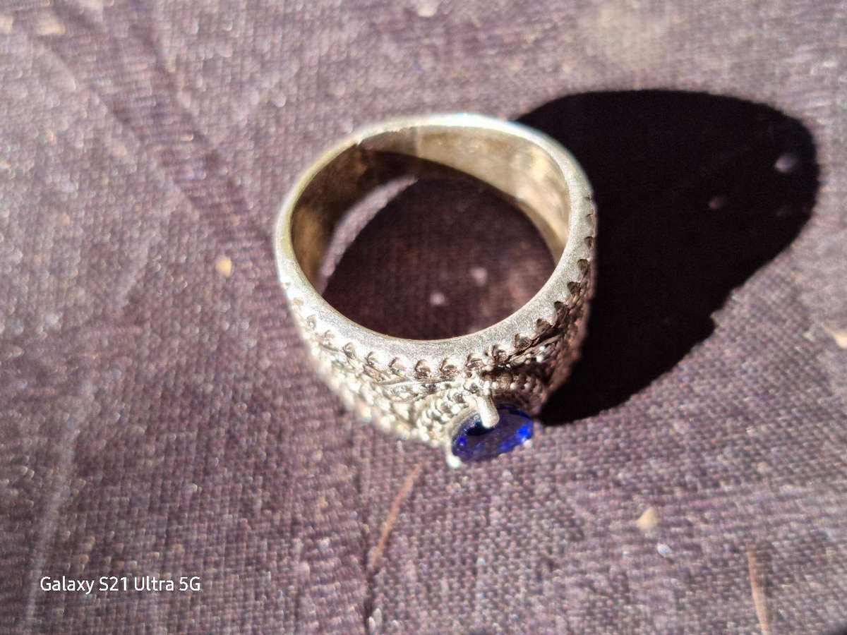 Blue Teardrop 925 Silver Ring