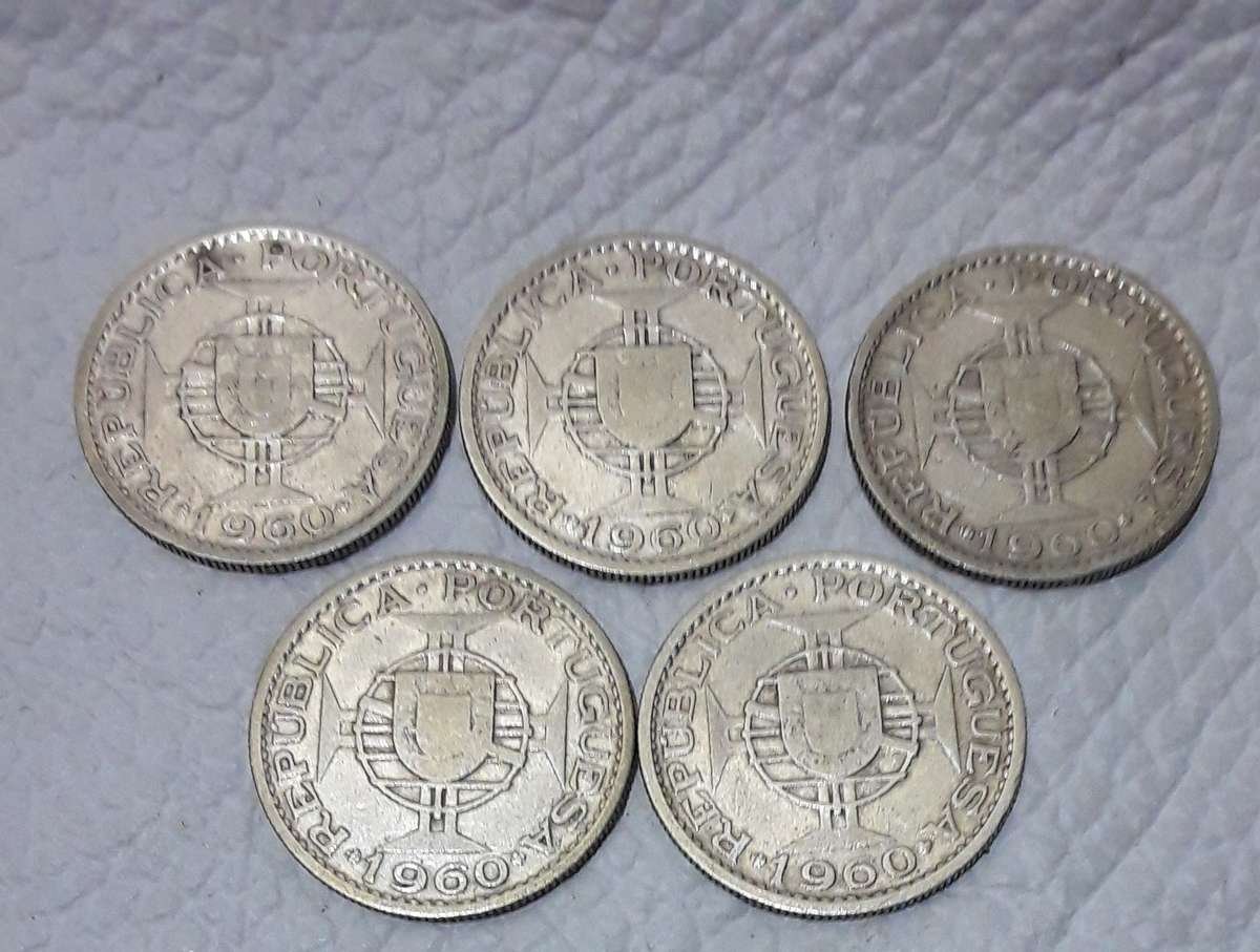 5 X 1960 Silver Mozambique 10 Escudos
