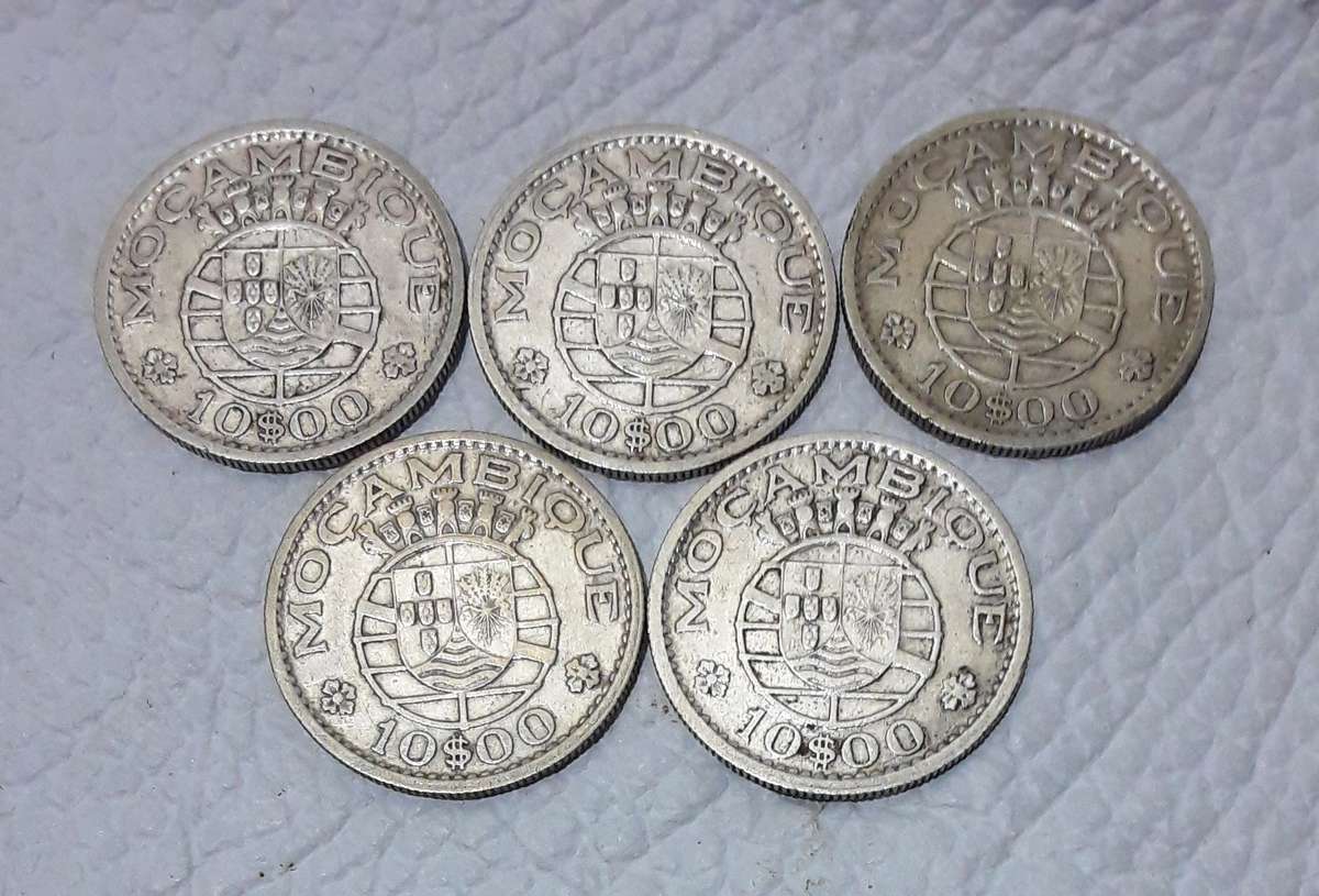 5 X 1960 Silver Mozambique 10 Escudos
