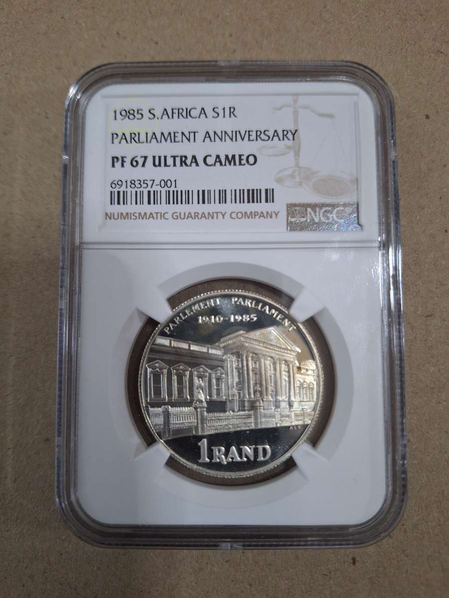 1985 SILVER R1 - PARLIAMENT ANNIVERSARY NGC GRADED