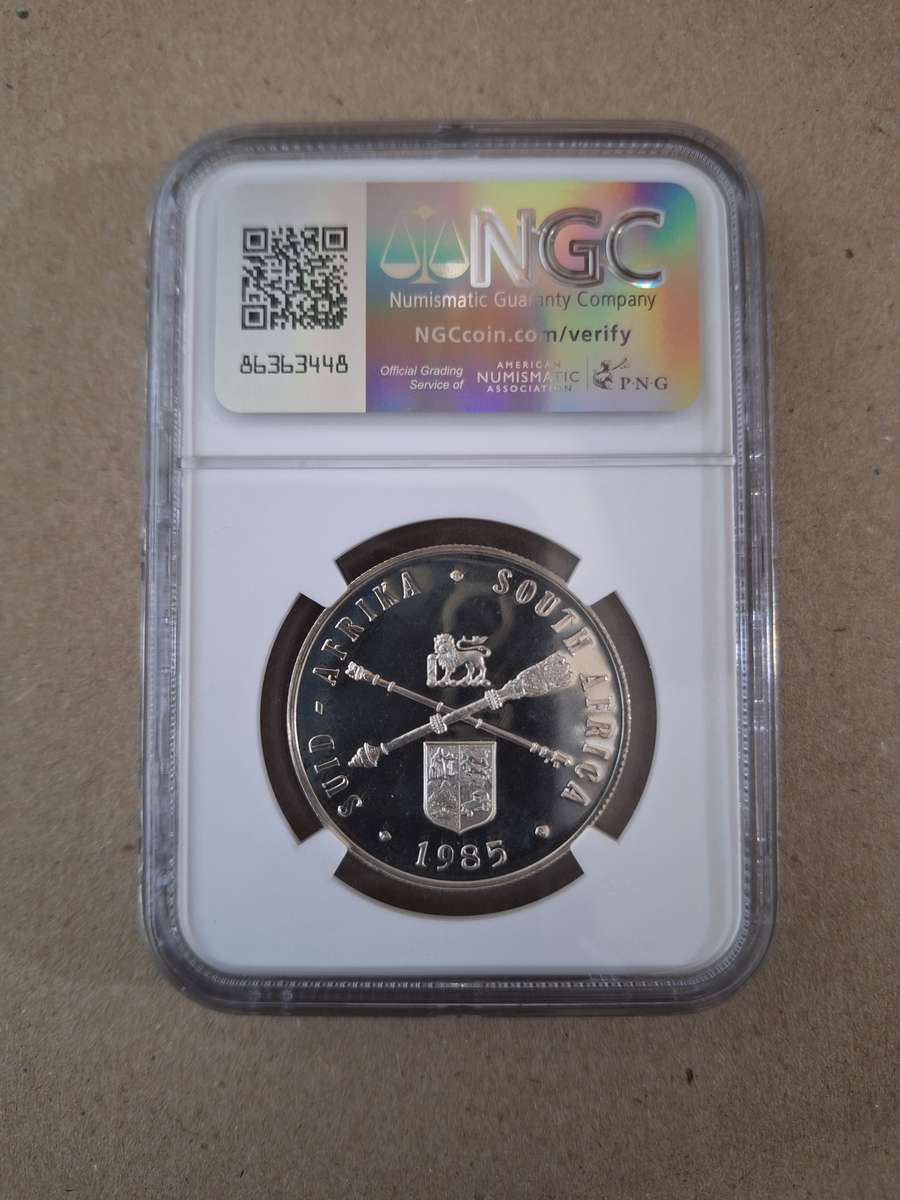 1985 SILVER R1 - PARLIAMENT ANNIVERSARY NGC GRADED