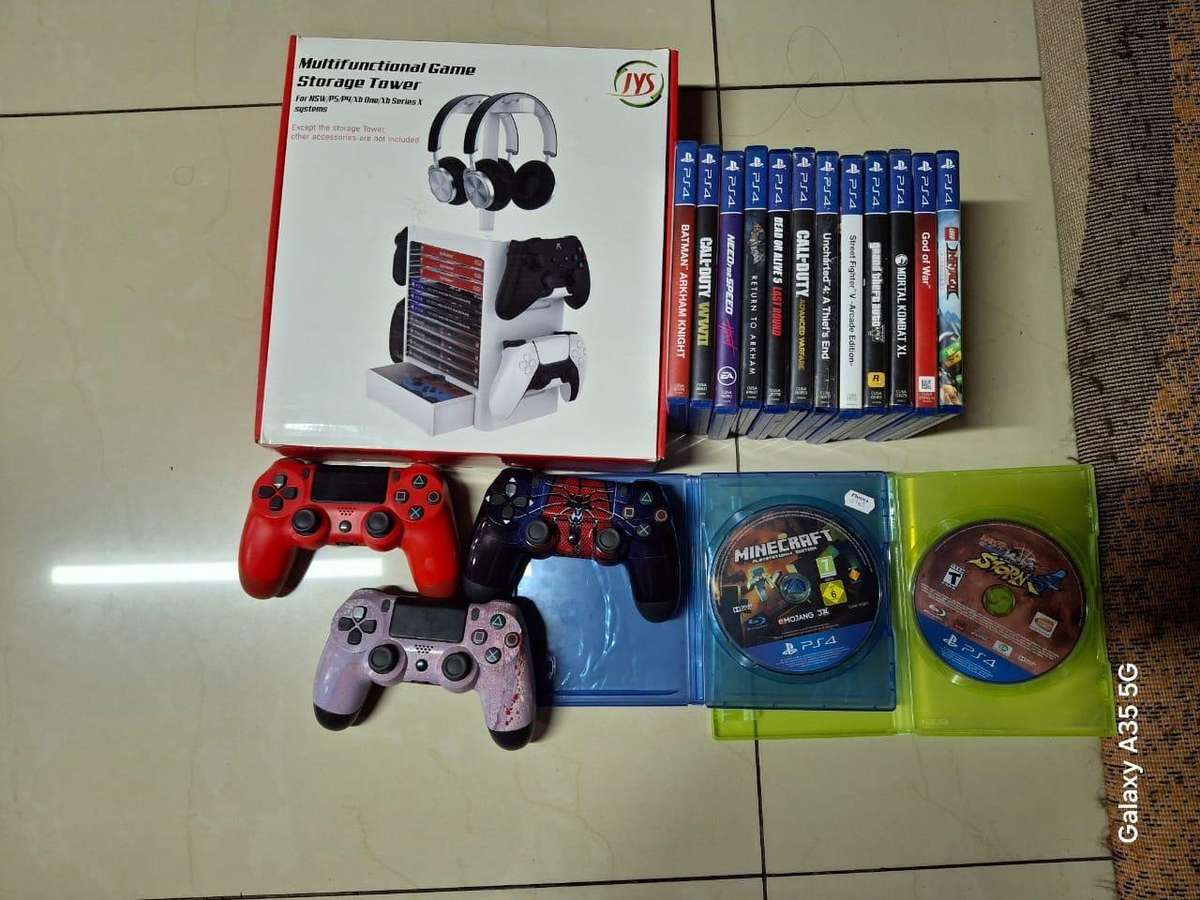 PlayStation 4 Mixed Lot: Games, Controllers, Storage Tower + SoundBar