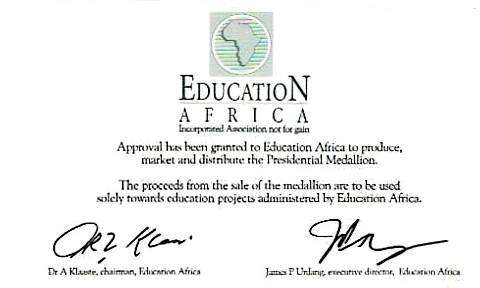 LATE ENTRY !!! Massive 5 OUNCE SILVER Proof Mandela Inauguration Medallion - includes case and COA's