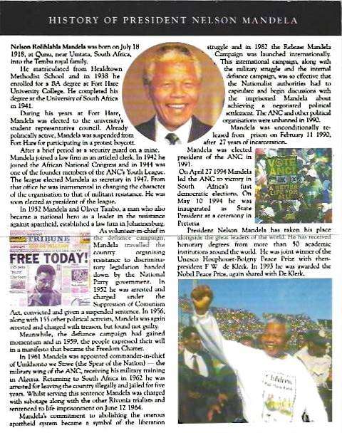 LATE ENTRY !!! Massive 5 OUNCE SILVER Proof Mandela Inauguration Medallion - includes case and COA's