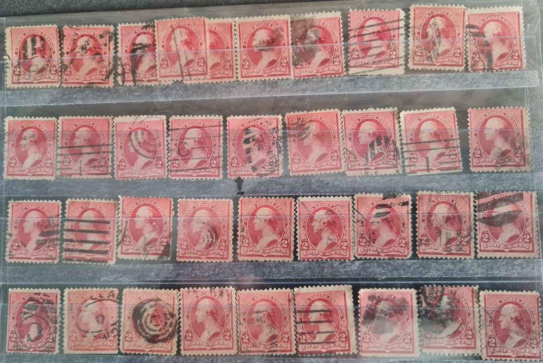 Postal Stamps:  Study Group No2 - George Washington Red 2 Cent