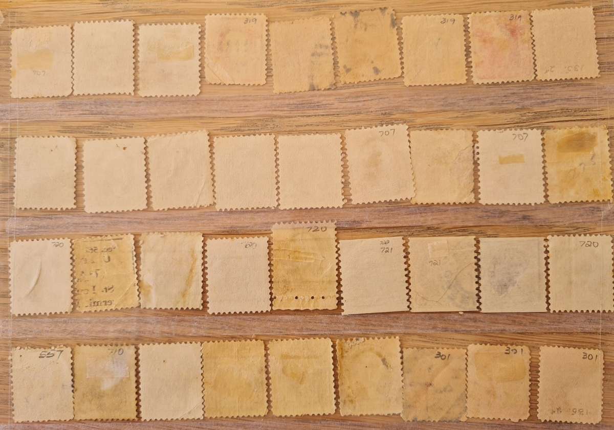 George Washington stamps red/carmine 2 cent & purple violet 3 cent  from 1932 era (Study Group No4)