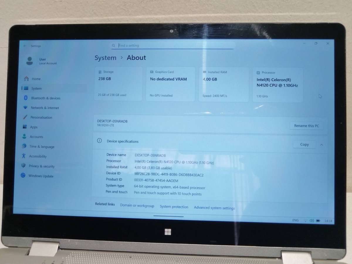 Mecer Move 2-IN-1 - Intel Celeron - 4GB RAM - 256GB NVMe - Windows 11 Pro - Intel UHD Graphics