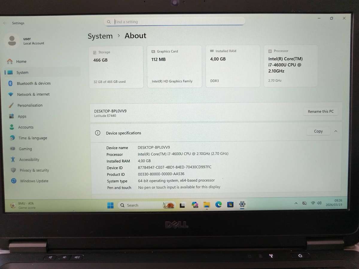 Dell Latitude E7440 - Intel Core i7 - 4GB RAM - 500GB HDD - Windows 11 Pro