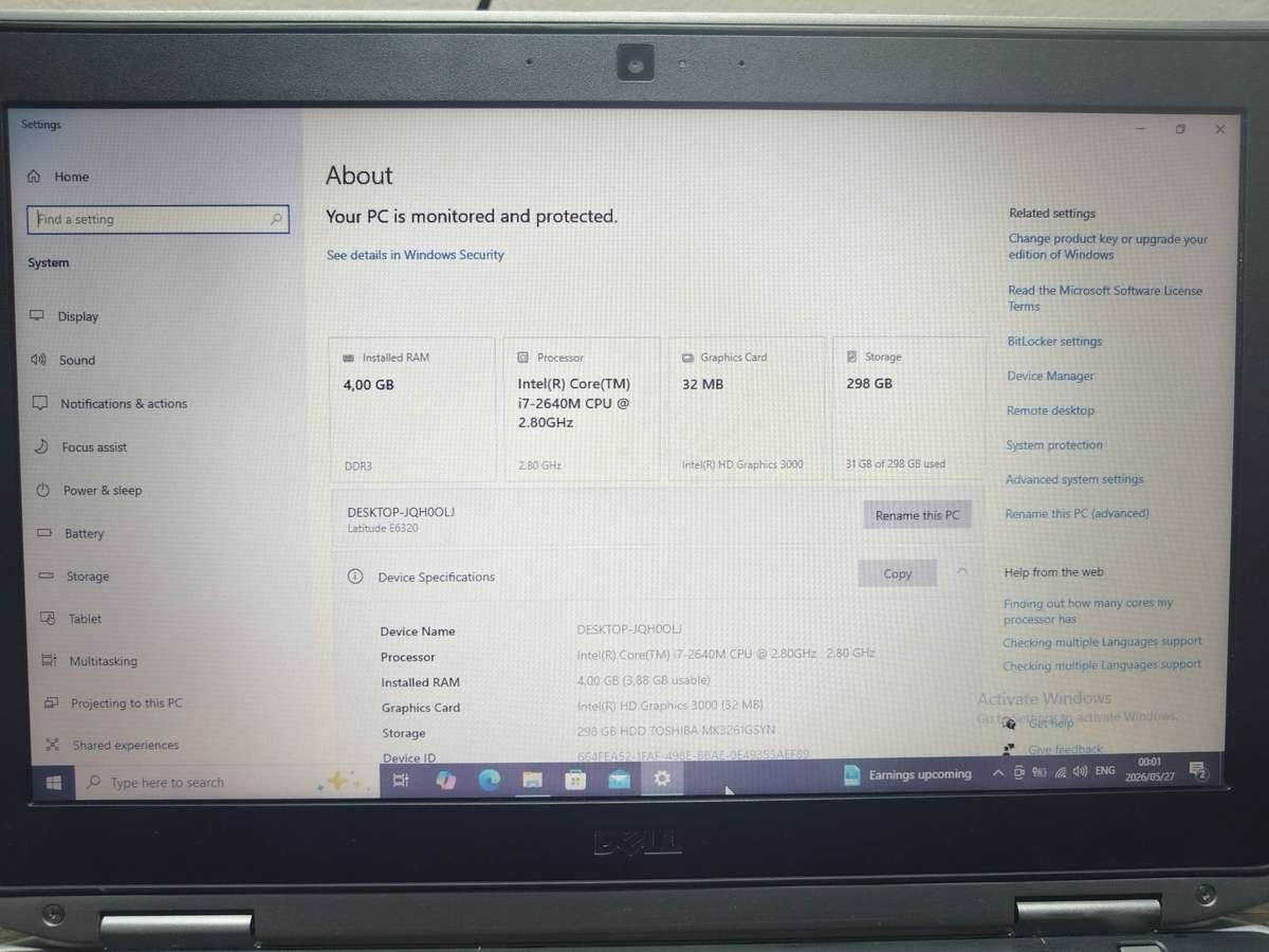 Dell Latitude E6320 - Intel Core i7 - 4GB RAM - 320GB HDD - Windows 10 Pro