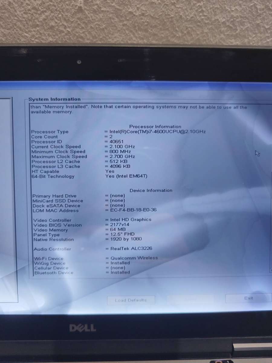 Dell Latitude E7240 - Intel Core i7 - 2GB RAM - Damaged Laptop