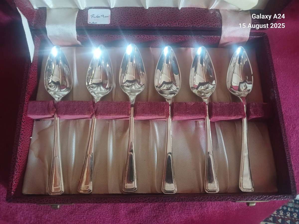 Boxed silver plated grapefruit set