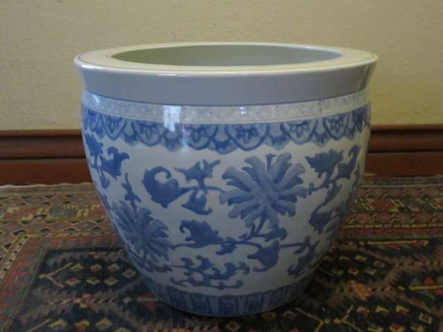Extra large blue and white ceramic jardiniere/planter