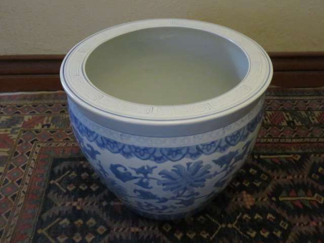 Extra large blue and white ceramic jardiniere/planter
