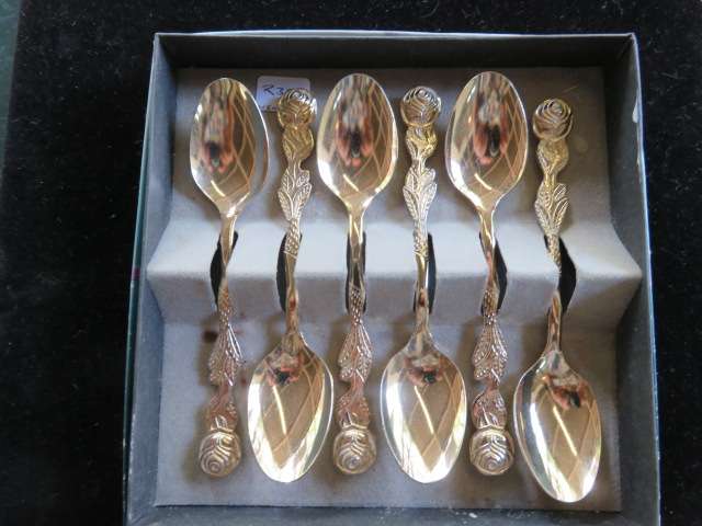 Set of 6 24ct gold plated Eetrite teaspoons