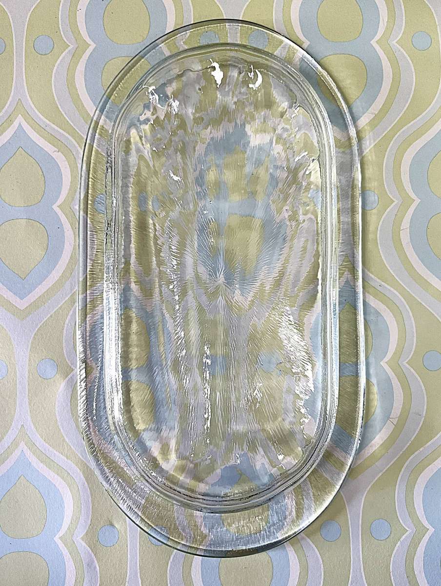 Mid-Century Clear Glass Asparagus Serving Plate