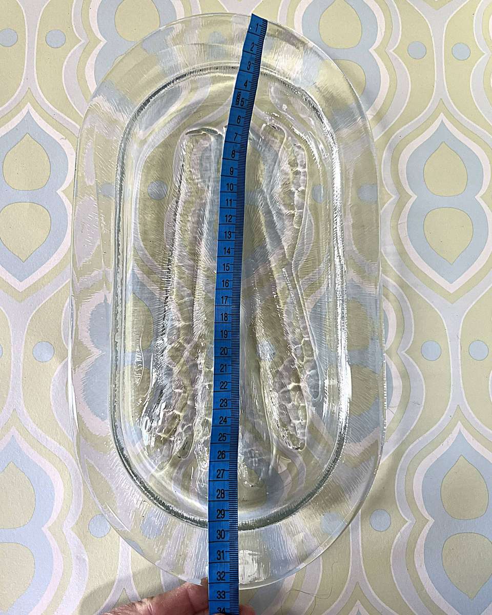 Mid-Century Clear Glass Asparagus Serving Plate