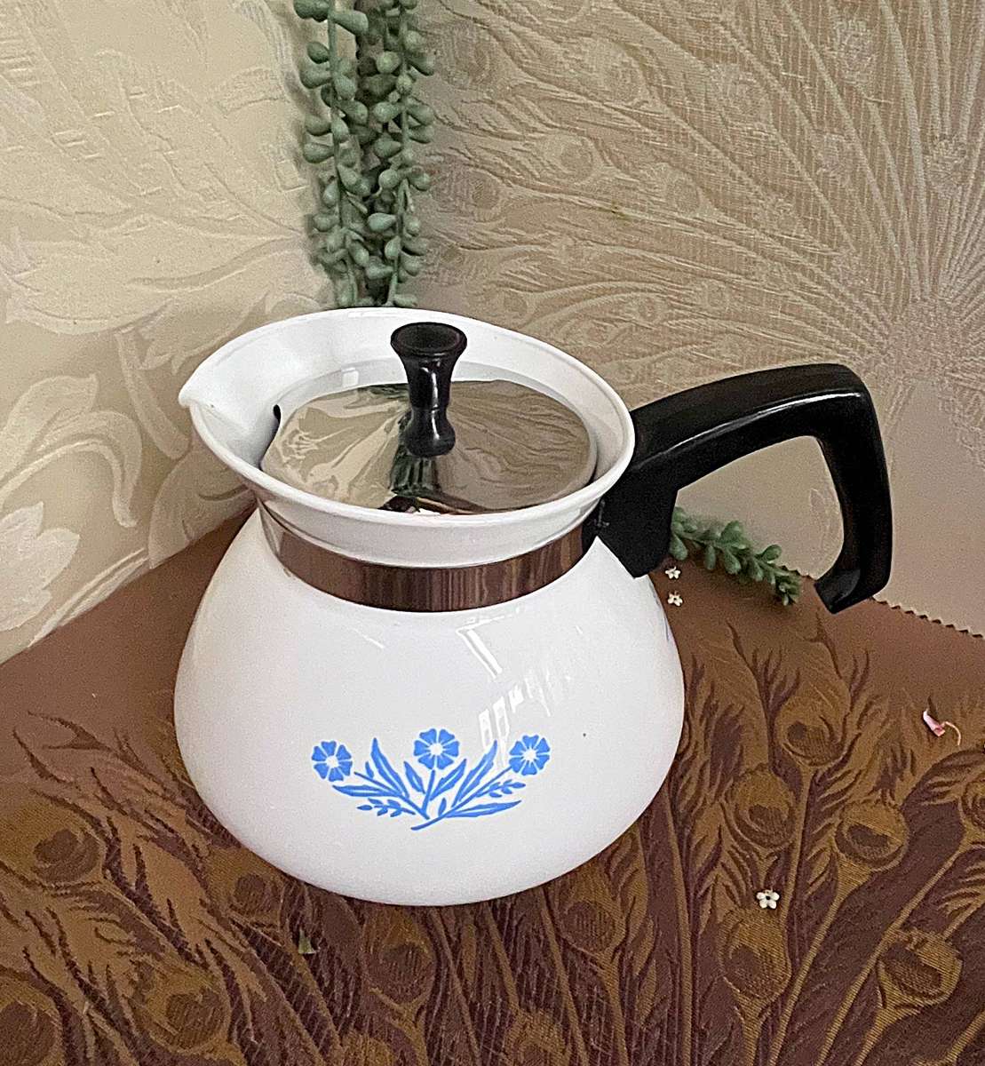 Vintage Blue Cornflower Corning Ware Teapot
