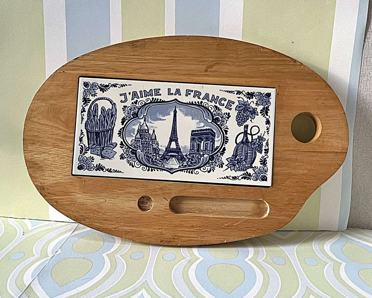 Vintage Painter's Palette-Shaped Delftware Cheese Board