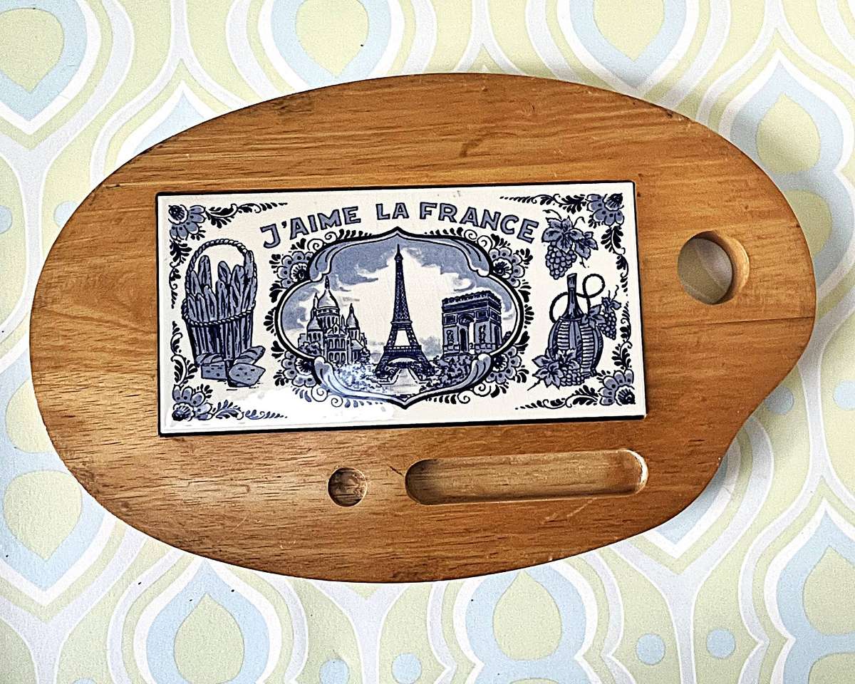 Vintage Painter's Palette-Shaped Delftware Cheese Board