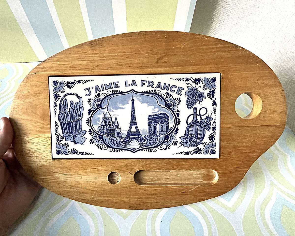 Vintage Painter's Palette-Shaped Delftware Cheese Board