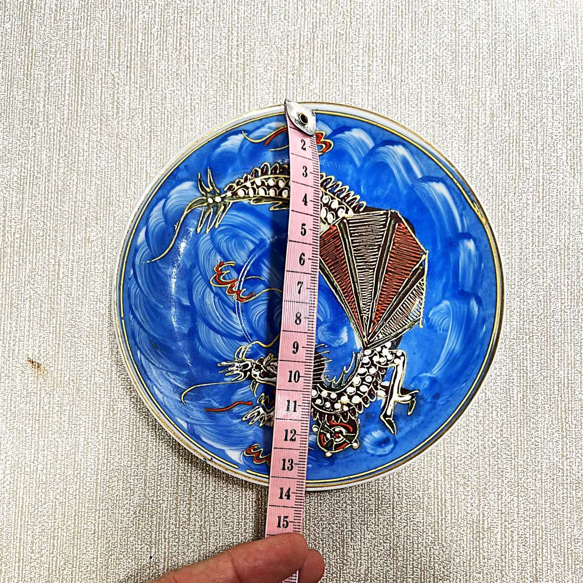 Vintage Japanese Satsuma Blue Dragonware Saucer