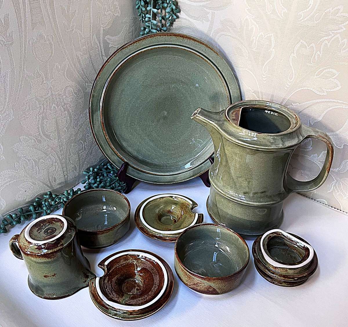 Absolutely Stunning Aztec Stonecraft Coffee Set by Drostdy Potteries