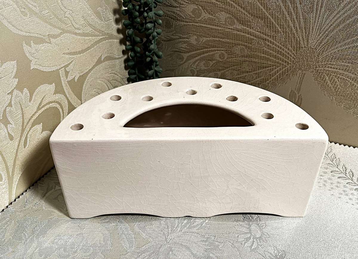 Vintage T.W. Pottery Hand-Painted Flower Brick.