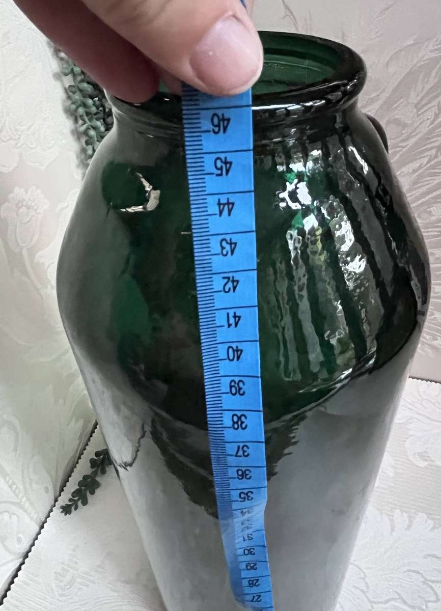 Forest Green Bottle Vase with Round Handle