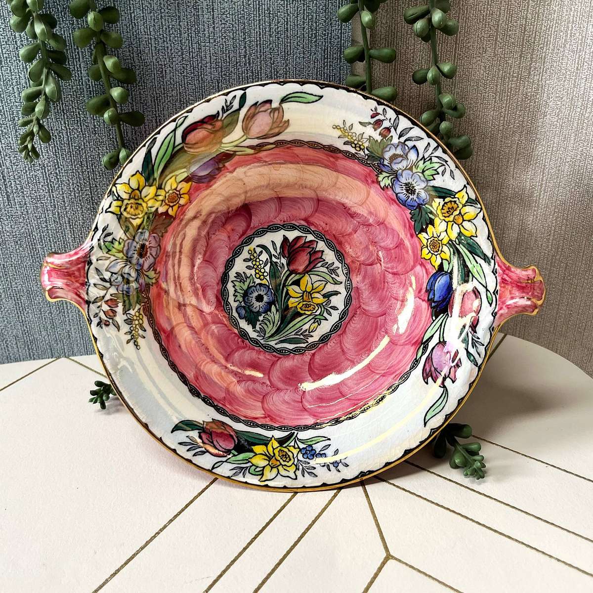Vintage Art Deco Maling Bowl in the Springtime Pattern