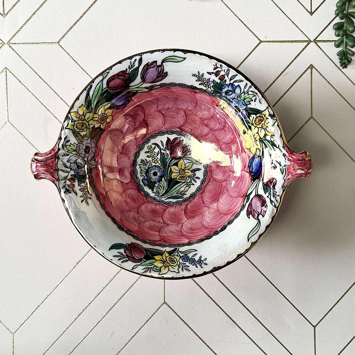 Vintage Art Deco Maling Bowl in the Springtime Pattern