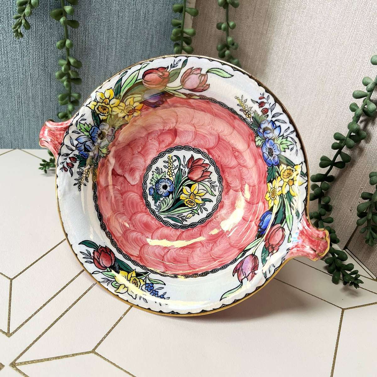 Vintage Art Deco Maling Bowl in the Springtime Pattern