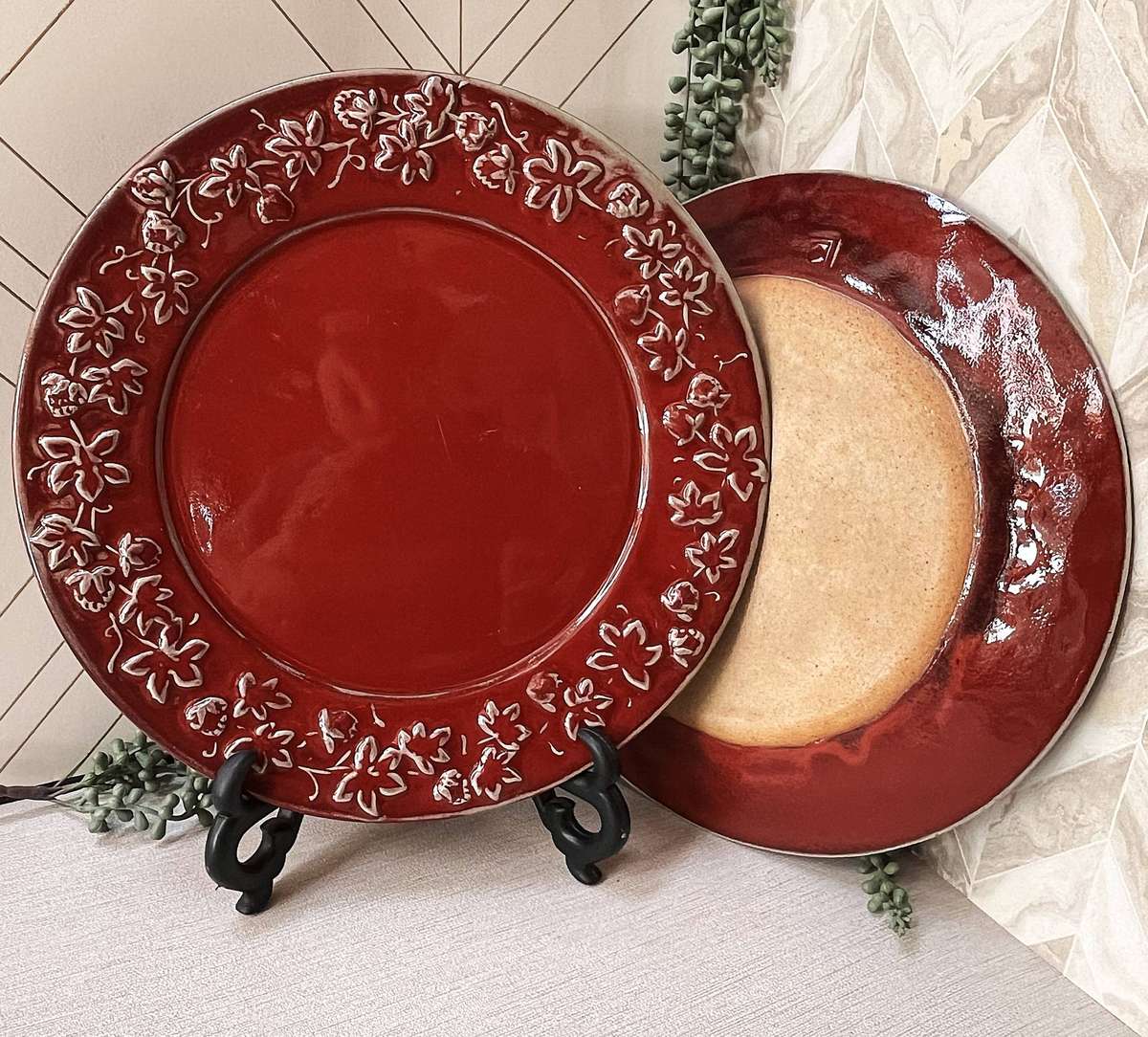 2 Decorative Stoneware Chargers.