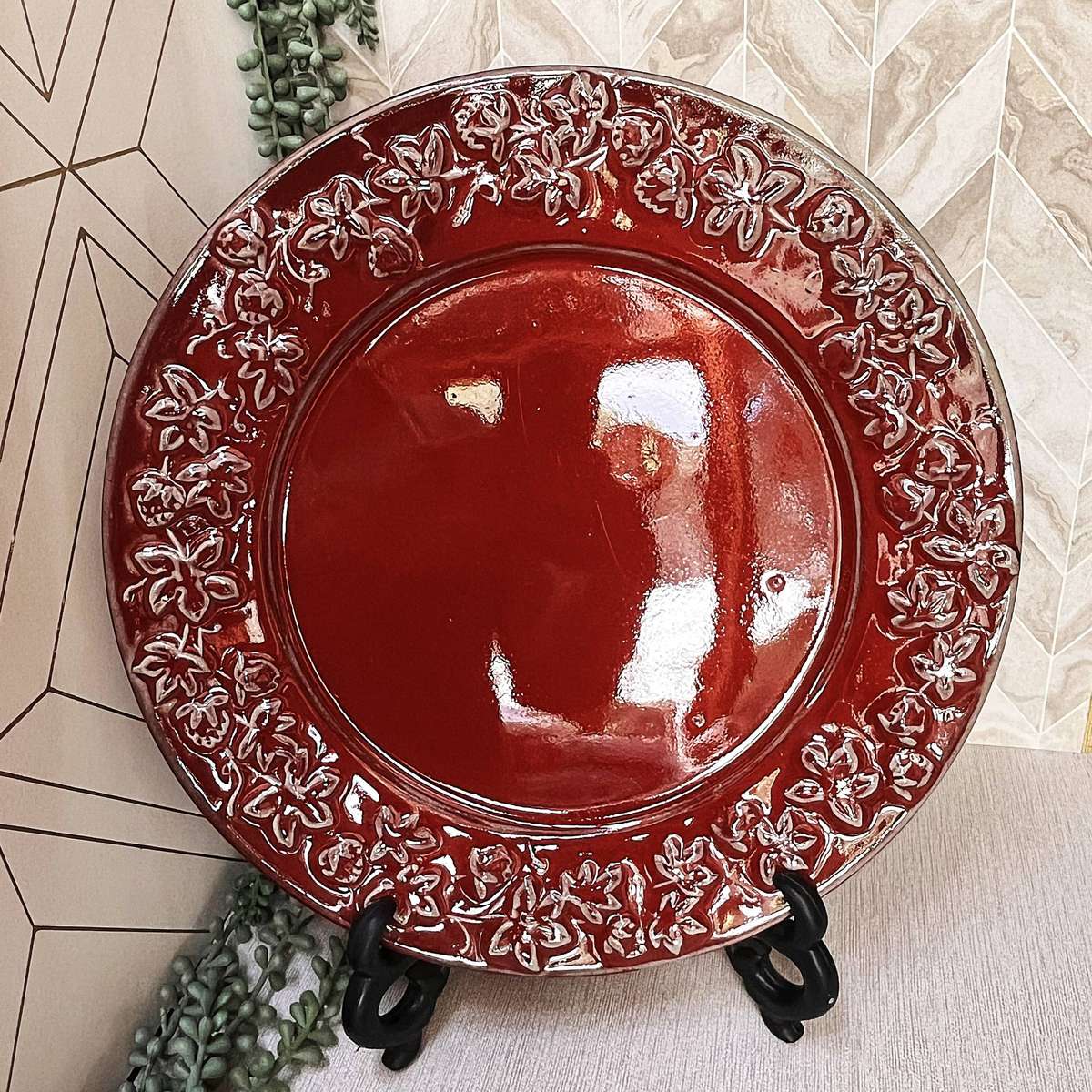 2 Decorative Stoneware Chargers.