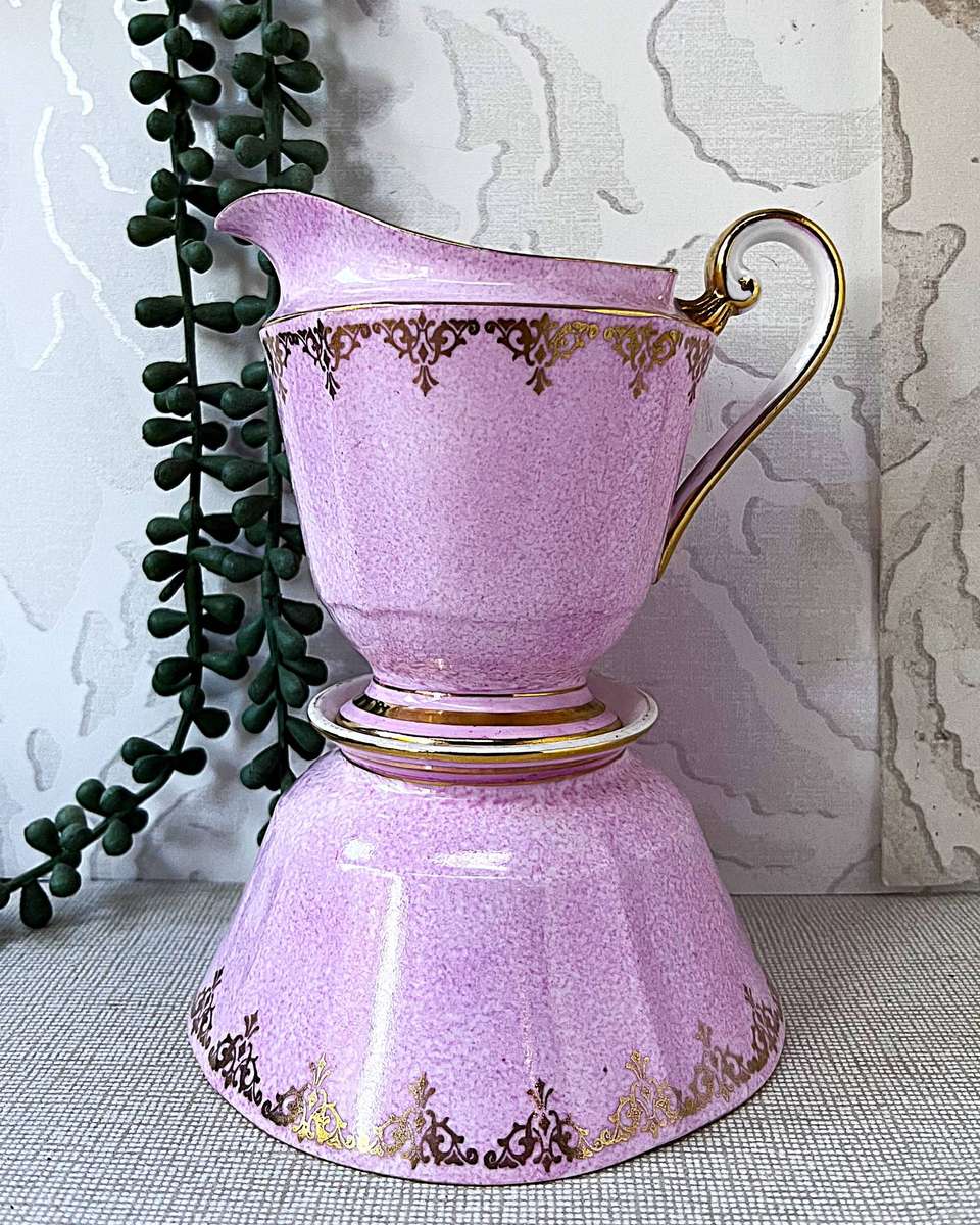 Vintage Roslyn Fine Bone China Pastel Pink Cream And Sugar Set